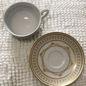 TeaVeda Diamond White Mother’s Day porcelain tea cup and saucer 6 oz.